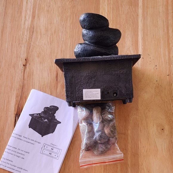 Relaxing Resin Stone Basin Fountain AA Battery Operated 5.2Hx4.7W in - Picture 2 of 15